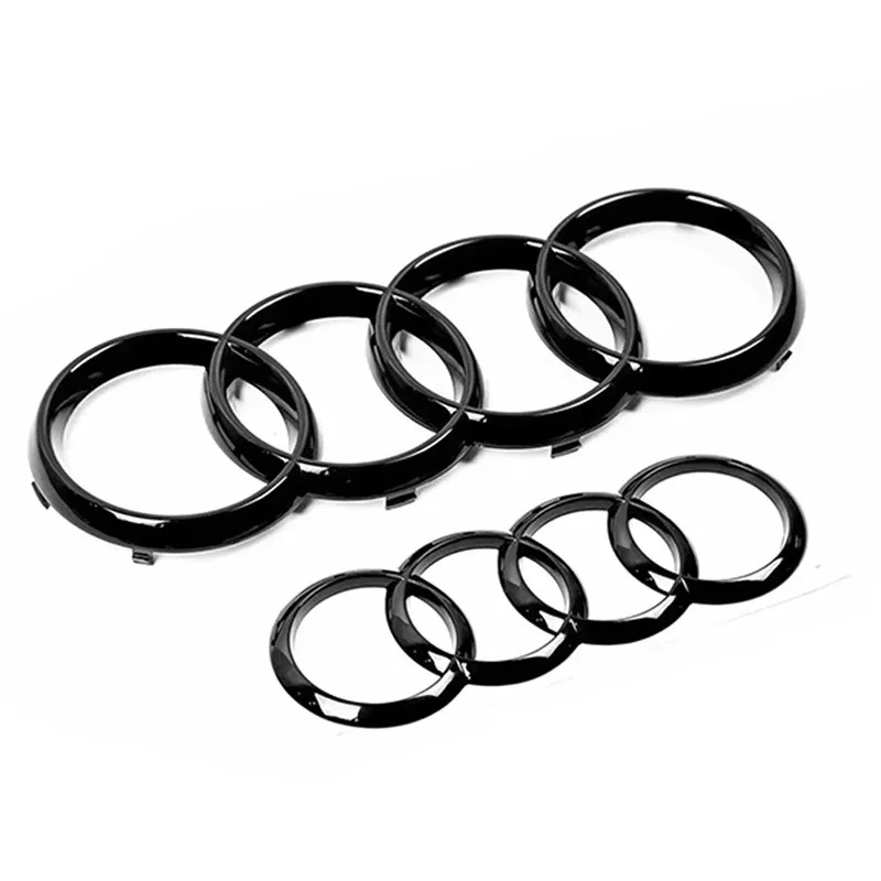 아우디 A3 A4 A5 A6 A7 Q2 Q3 Q5 Q8 TT ABS 블랙 후드 프론트 보닛 그릴 뒷 트렁크 엠블럼 로고 배지 스티커 데칼 4 링 로고