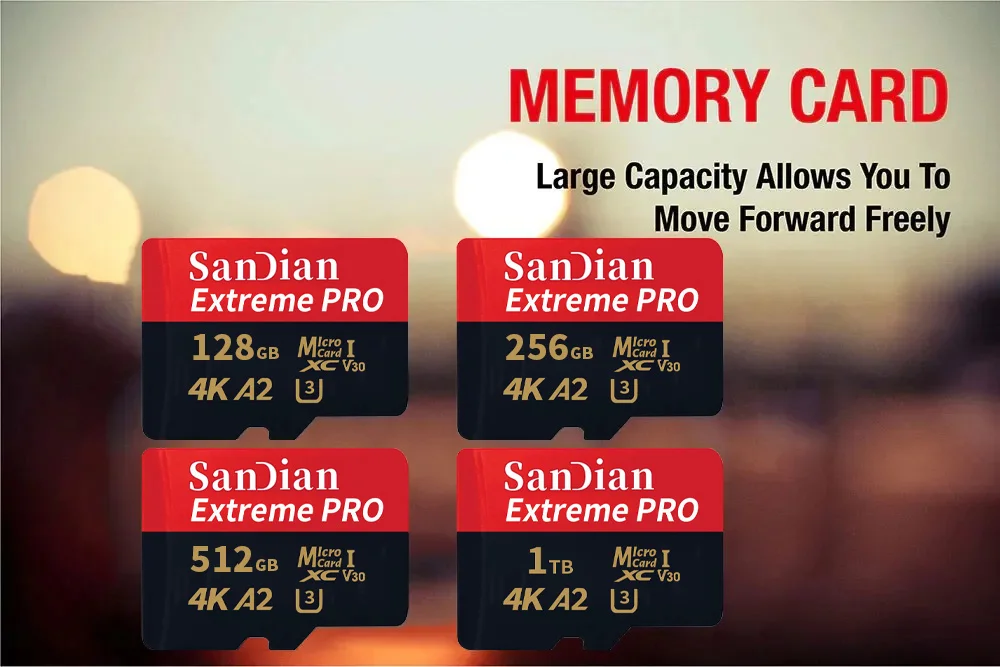 스마트폰 카메라 드론용 마이크로 TF SD 카드, 고속 메모리 카드, U3 4K 512GB TF 플래시 카드, 128GB, 256GB, 클래스 10 A2, 1TB