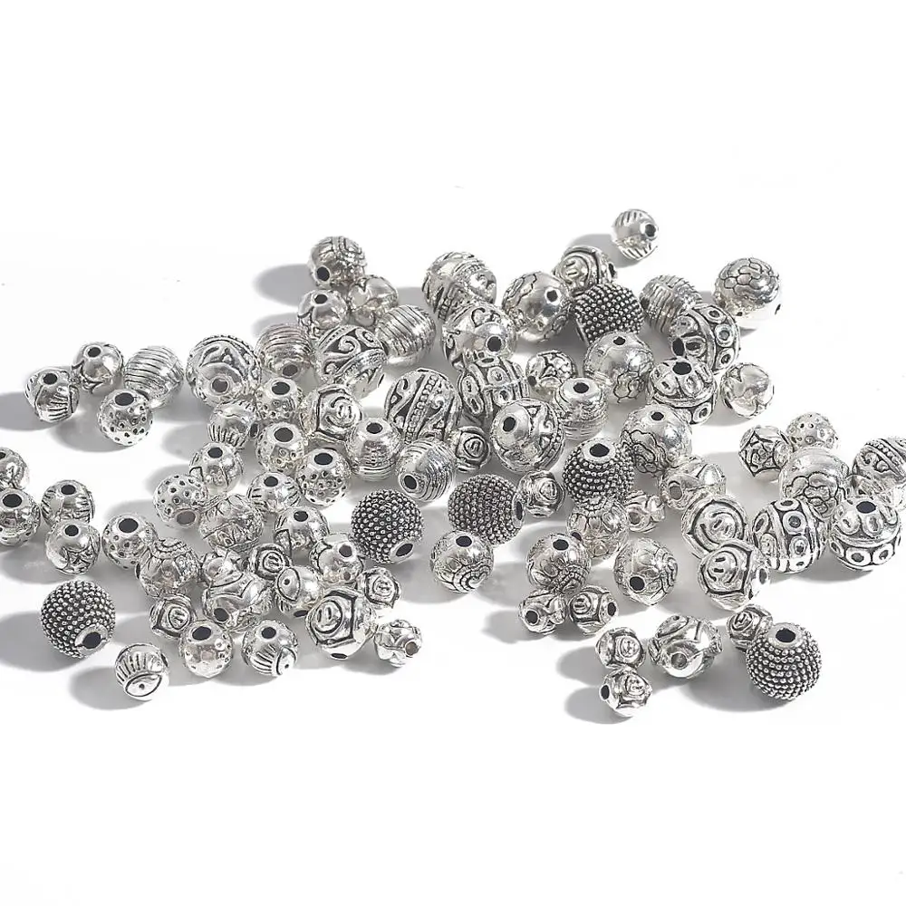 10-50pcs 골동품 실버 도금 느슨한 스페이서 Rondelle 비즈 쥬얼리 만들기 빈티지 팔찌 비즈 매력 수제 용품