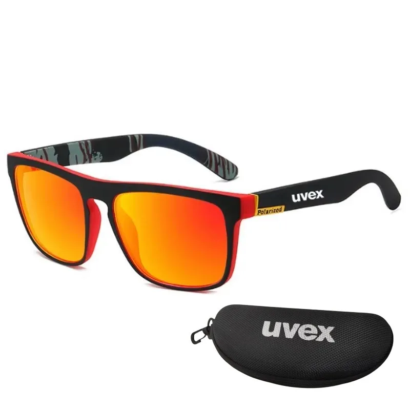 UVEX 새로운 남성용 편광 선글라스 다채로운 필름 스포츠 선글라스 탄성 페인트 PC 프레임 안경