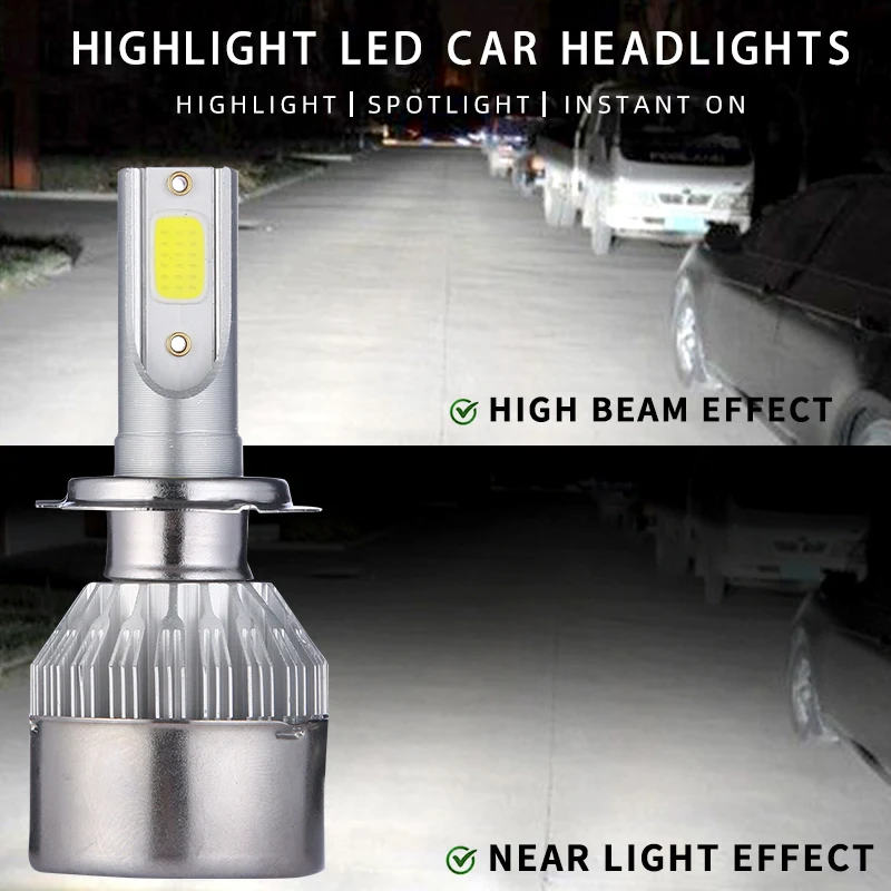 자동차 led 헤드 라이트 2Pcs C6 H4 H7 H11 9005 9006 7600LM 36W LED 자동차 헤드 라이트 Hi/Lo 빔 전구 색상 6000K