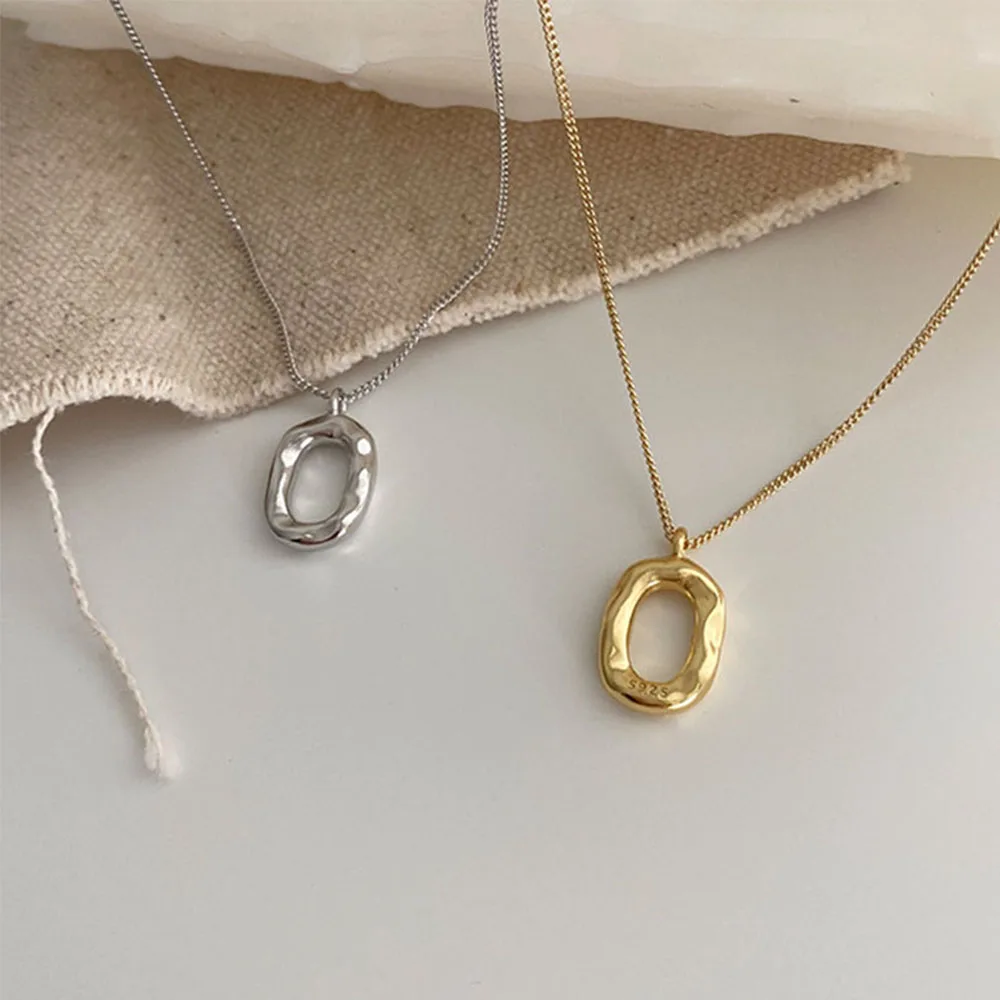 여성용 주얼리 초커 펜던트, 미니멀리스트 스타일, 925 스털링 실버, 맞춤형 타원형 도넛 목걸이 쇄골 체인