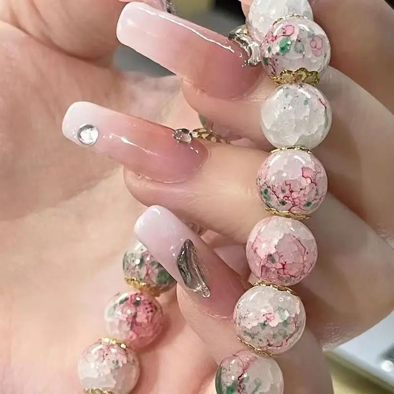 여성을위한 새로운 패션 Y2K 달콤한 벚꽃 팔찌 절묘한 우아한 꽃 크리스탈 페르시 팔찌 소녀 파티 보석 선물