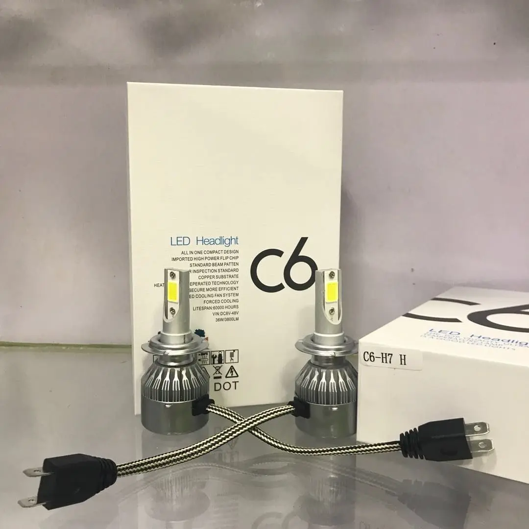 자동차 led 헤드 라이트 2Pcs C6 H4 H7 H11 9005 9006 7600LM 36W LED 자동차 헤드 라이트 Hi/Lo 빔 전구 색상 6000K