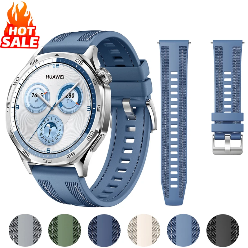 HUAWEI WATCH GT 5 4 46mm/Watch 4 5 Pro GT 3 2 Pro 46mm 복합 실리콘 밴드 팔찌용 공식 22mm 나일론 스트랩 title=HUAWEI WATCH GT 5 4 46mm/Watch 4 5 Pro GT 3 2 Pro 46mm 복합 실리콘 밴드 팔찌용 공식 22mm 나일론 스트랩
