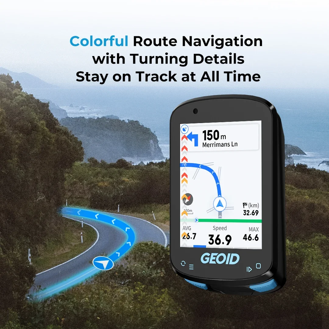 GEOID CC600 자전거 컴퓨터 무선 컬러 스크린 자전거 속도계 ANT + WIFI 사이클링 속도계 IPX7 방수 주행 거리계