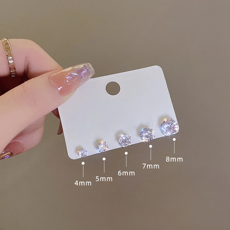 세련되고 우아한 여성의 크리스탈 마그네틱 귀 클립 천공 귀걸이 쥬얼리없이 럭셔리 지르콘 라운드 귀걸이