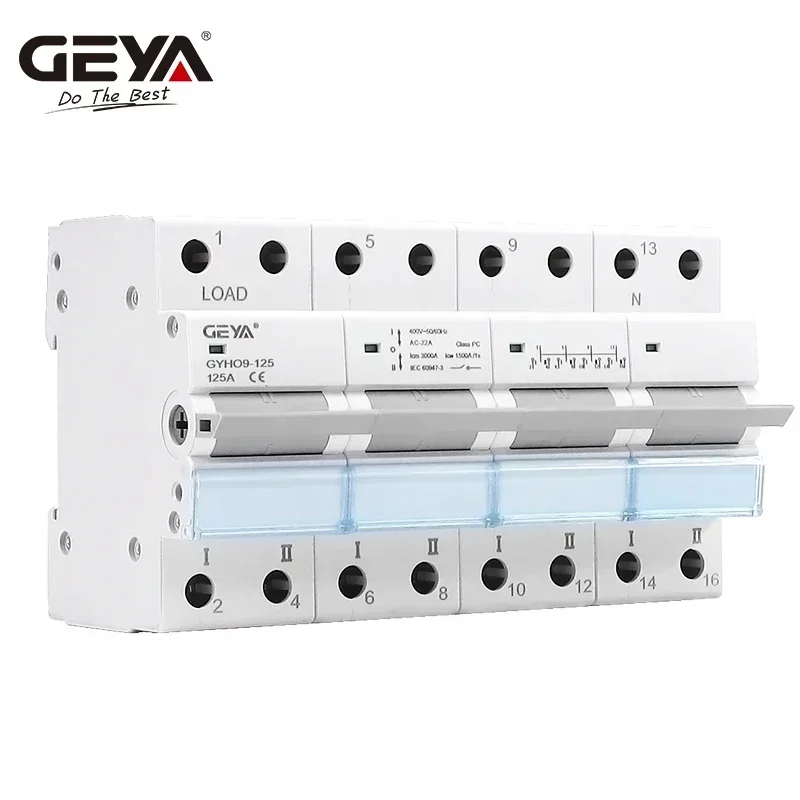 GEYA GYHO9 수동 전송 스위치 표시기가 있는 새로운 디자인 63A 100A 125A MTS 이중 전원 수동 변환 절연 스위치
