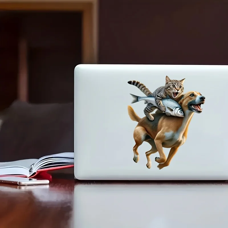 재미 있은 고양이 타고 개 자동차 스티커 비닐 데칼 방수 뒷 창 오토바이 캠핑카 범퍼 노트북 장식 SH747