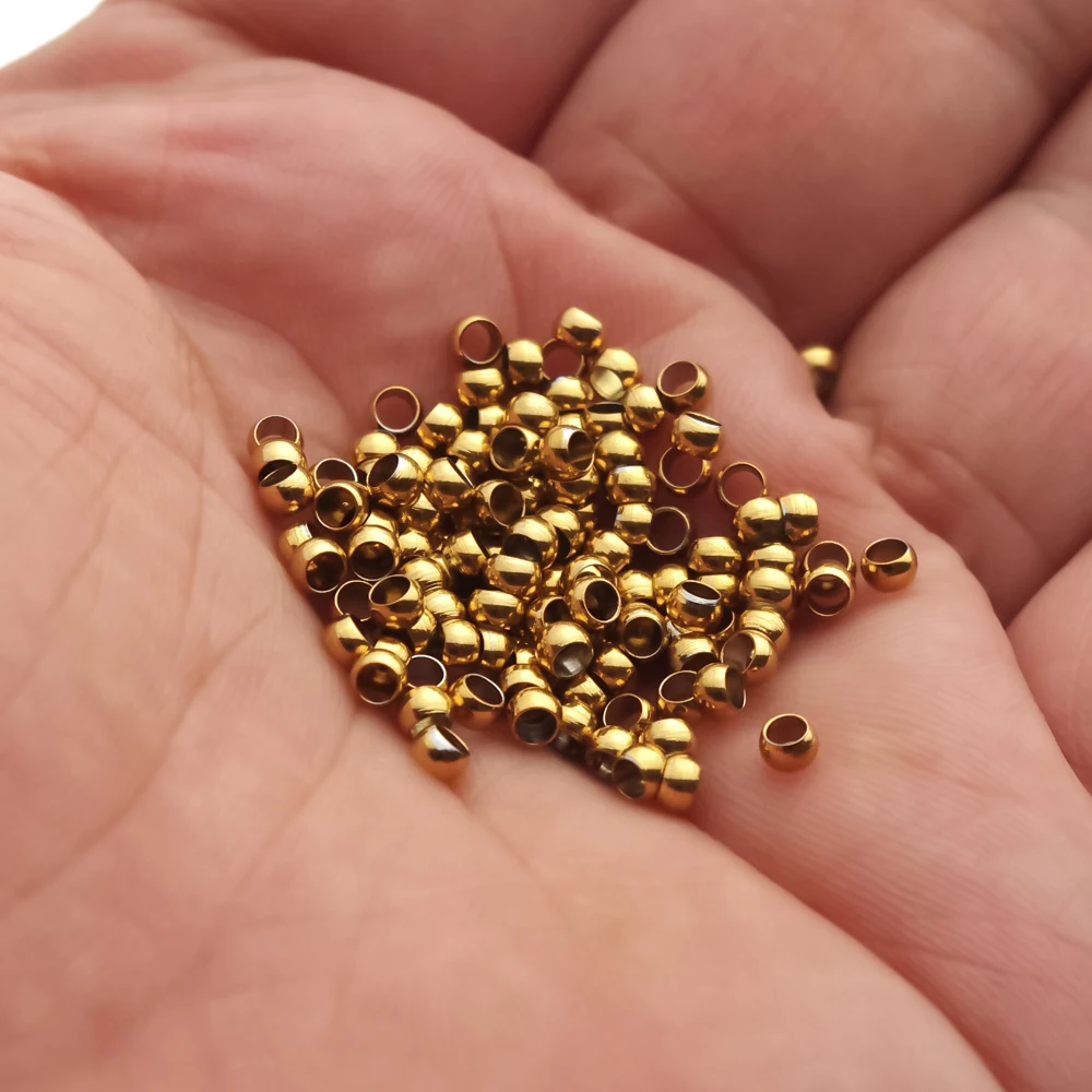 100-200pcs 1.5 2 2.5 3mm 스테인레스 스틸 스토퍼 스페이서 비즈 DIY 쥬얼리 만들기 용품에 대 한 볼 크림프 엔드 비즈 위치