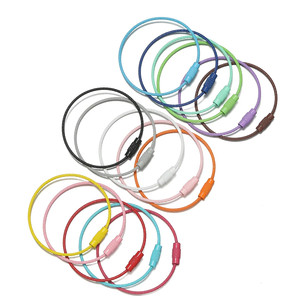 10 개/몫 다채로운 철 와이어 키 체인 케이블 루프 나사 잠금 로프 키 홀더 열쇠 고리 열쇠 고리 반지 보석 만들기 용품 title=10 개/몫 다채로운 철 와이어 키 체인 케이블 루프 나사 잠금 로프 키 홀더 열쇠 고리 열쇠 고리 반지 보석 만들기 용품 