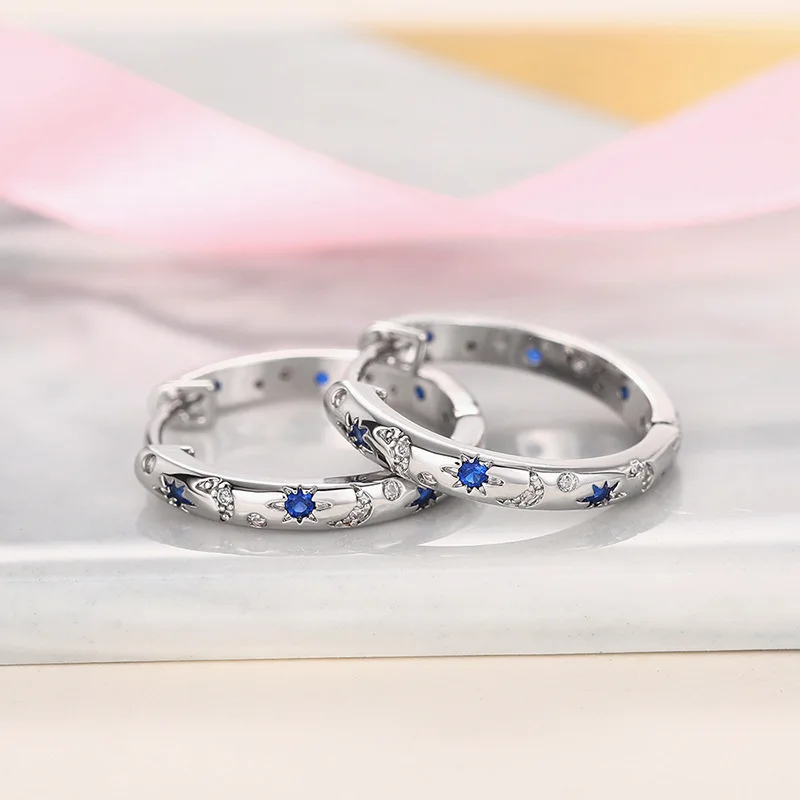 여성을위한 패션 실버 컬러 금속 조각 태양과 달 후프 귀걸이 파티 약혼 웨딩 귀걸이 쥬얼리