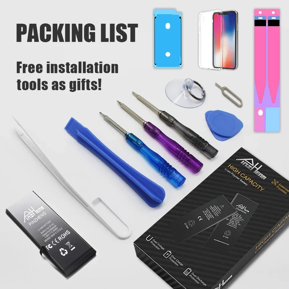 PINZHENG iPhone 8 SE2020 6 6S 7 8Plus X Xs Max Xr 전화 교체 배터리 용 실제 고용량 배터리 보증 1 년
