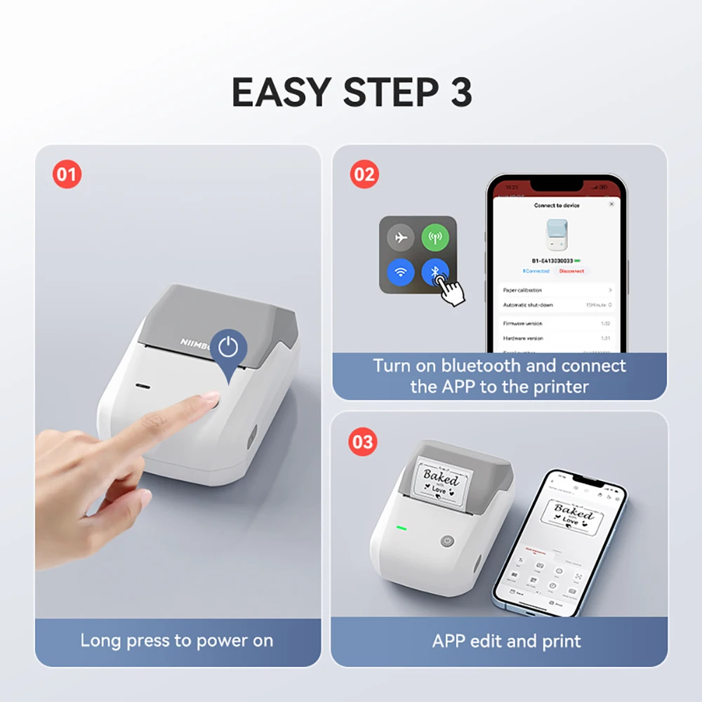 Niimbot B1 열전사 라벨 프린터 무선 자체 접착 포켓 Bluetooth 무잉크 라벨 메이커(비즈니스 가격표 스티커용)