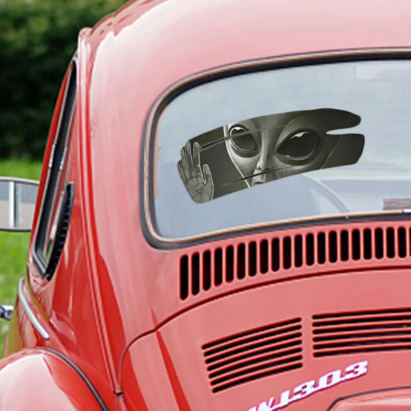 11.8X7.87CM 3D 멋진 외계인 금이 간 자동차 스티커 흠집 및 당김 꽃을 덮는 자체 접착 PVC 비닐 자동차 레이싱 데칼