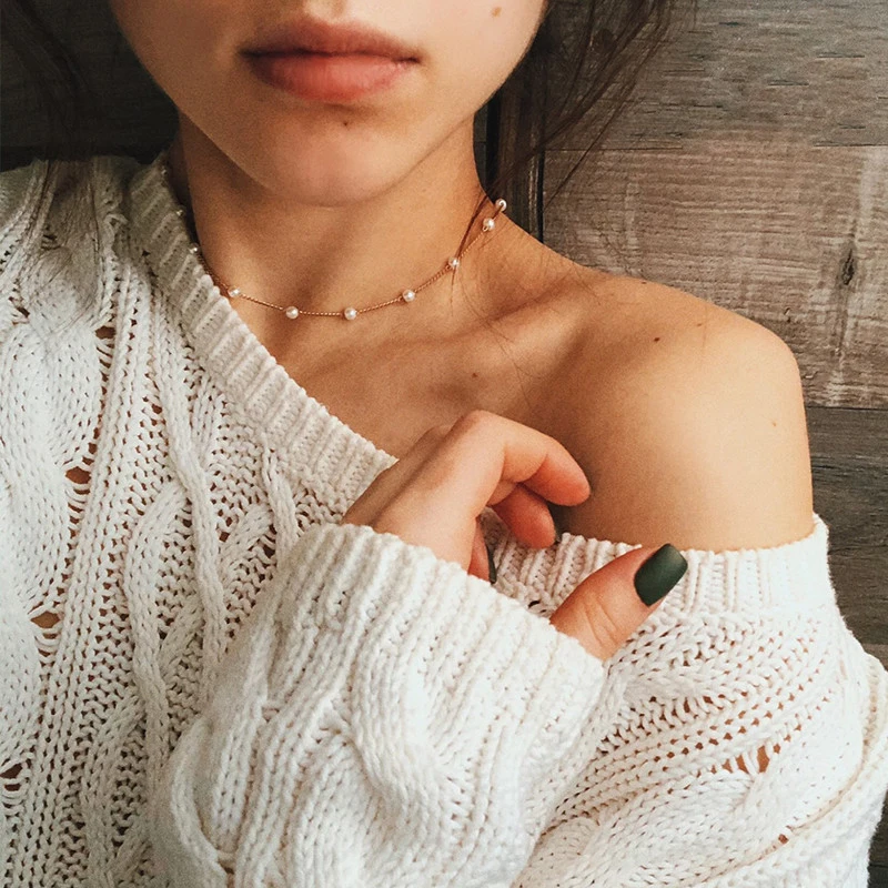 FNIO-여성을 위한 진주 체인 초커 목걸이, 칼라 고스 목걸이 주얼리 크리스마스 파티 소녀 할로윈 새로운 초커