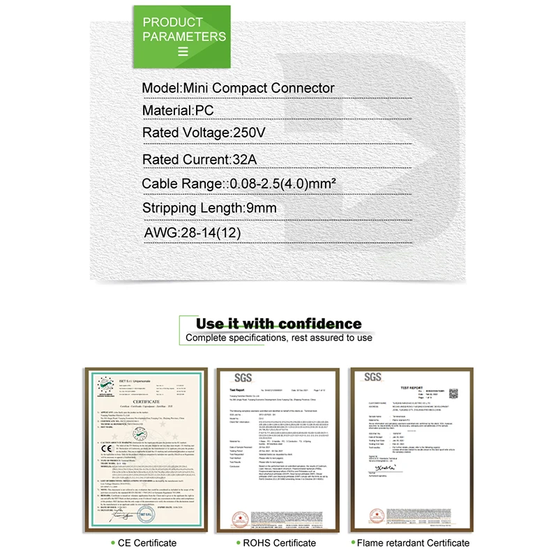 범용 컴팩트 전기 도체 빠른 와이어링 케이블 커넥터, SPL 스플라이싱 스플리터, 푸시인 홈 터미널 블록, 2 핀, 3 핀