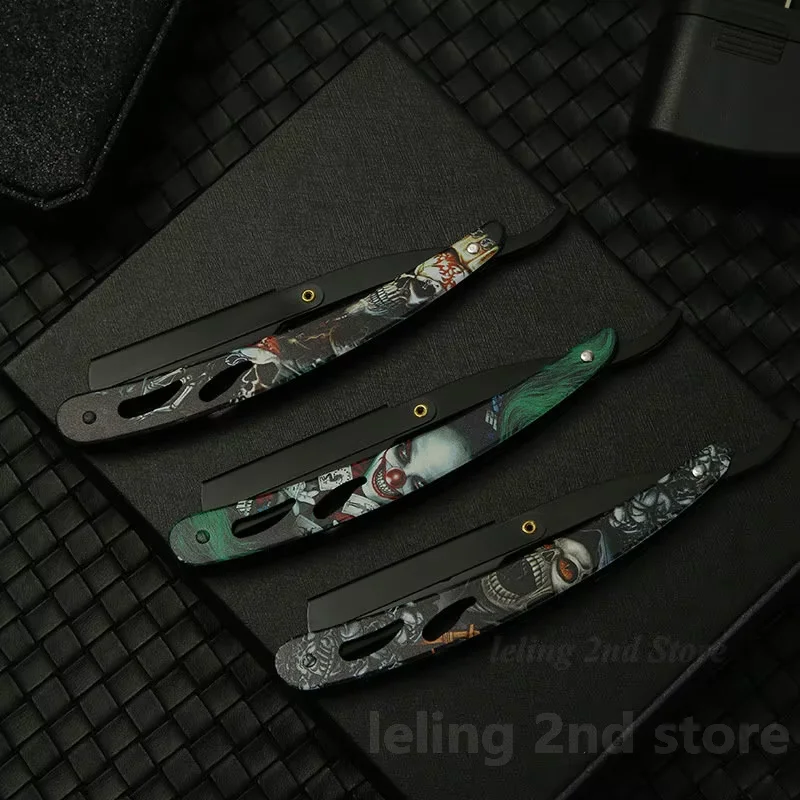 이발소 남성용 면도기 스트레이트 에지 이발사 면도기 칼 수동 수염 면도 및 관리 교체 가능한 블레이드 남성용 면도기 선물