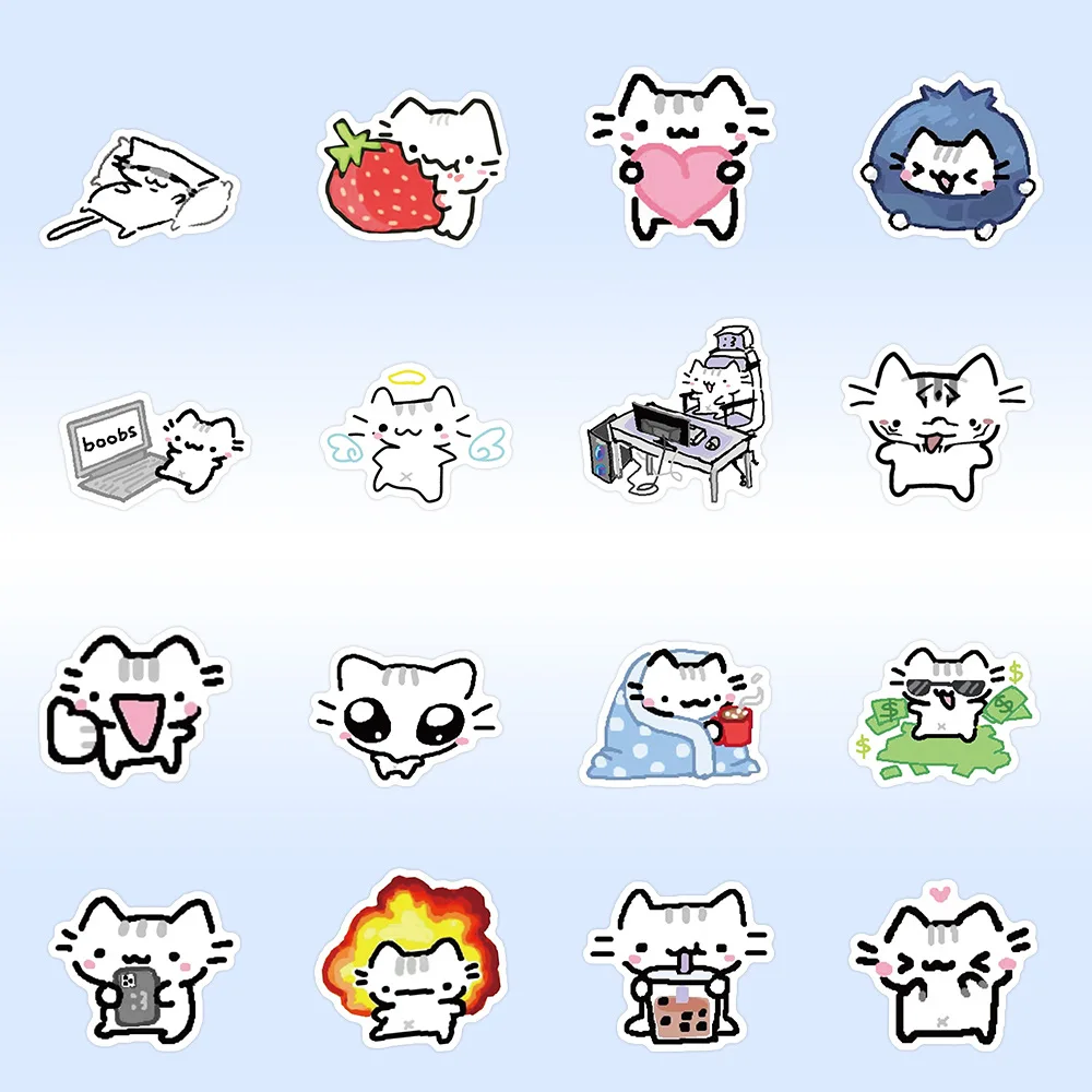10/30/72PCS 라인 새끼 고양이 일일 낙서 스티커 노트북 전화에 대 한 귀여운 고양이 만화 데 칼 기타 컵 스케이트 보드 방수 스티커