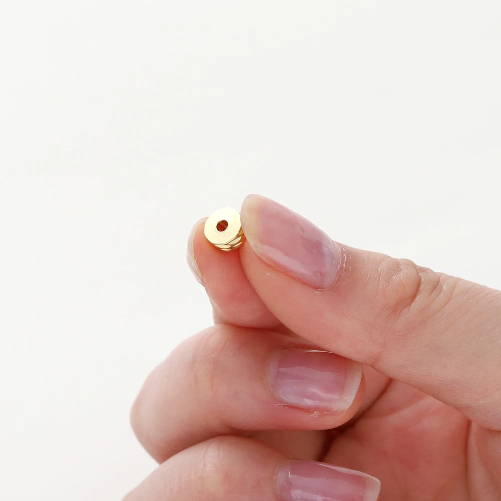 50Pcs 4/5/6mm 14K/18K 골드 도금 황동 라운드 대각선 컷 비즈 플랫 라운드 스페이서 비즈 DIY 보석 만들기 용품 도매