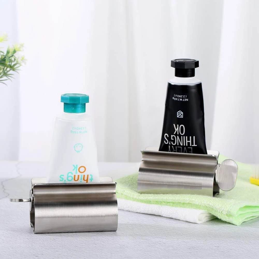 욕실 액세서리 치약 압착기 튜브 롤러 스테인레스 스틸 압착기 롤러 연고 화장품 용 디스펜서 회전
