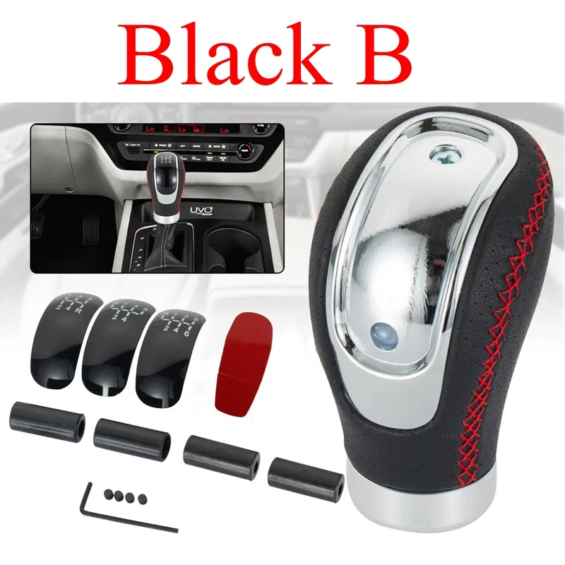 5단 또는 6단 가죽 레드 기어 노브 자동차 기어 변속 노브 시프터 노브 기어 스틱 변속 노브 레버 수동 변속기