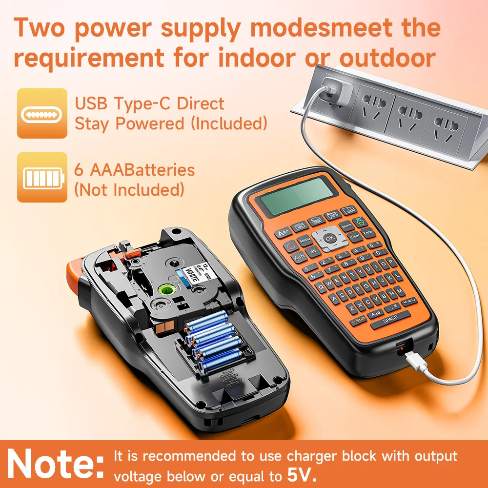 E1000 PRO 휴대용 프린터 라벨 메이커 Tze-231 라벨 프린터 테이프 키보드 심볼 산업용 프린터 열수축 튜브와 호환