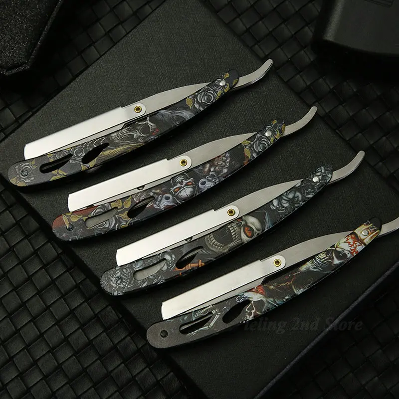 이발소 남성용 면도기 스트레이트 에지 이발사 면도기 칼 수동 수염 면도 및 관리 교체 가능한 블레이드 남성용 면도기 선물