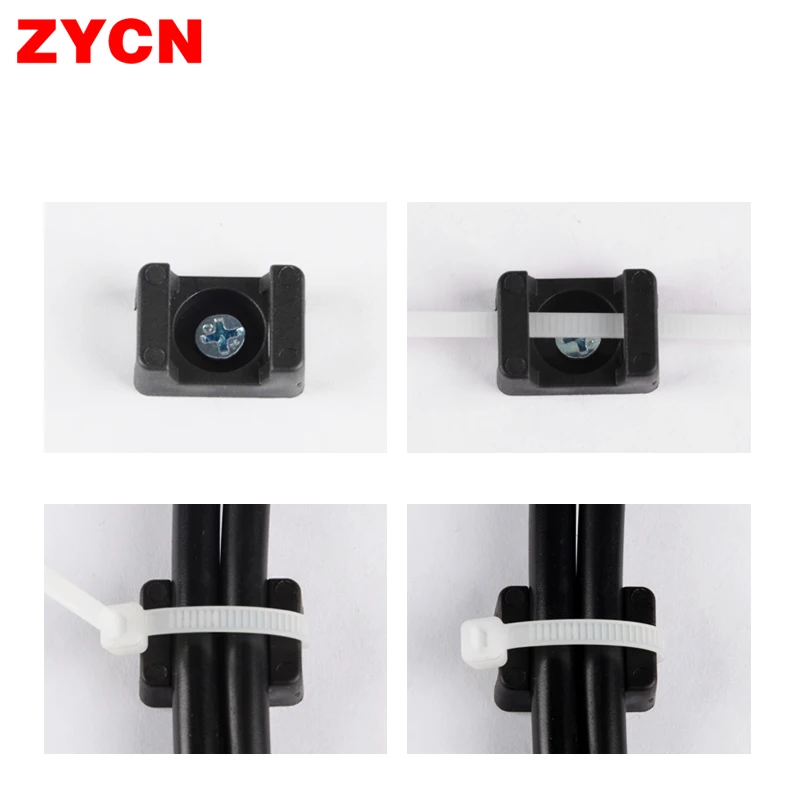 100Pcs 케이블 타이 안장 유형 플라스틱 마운트베이스 와이어 홀더 고정 시트 USB 충전 데이터 라인 와인 더 나일론 HC-1/2/3/4/5 STM