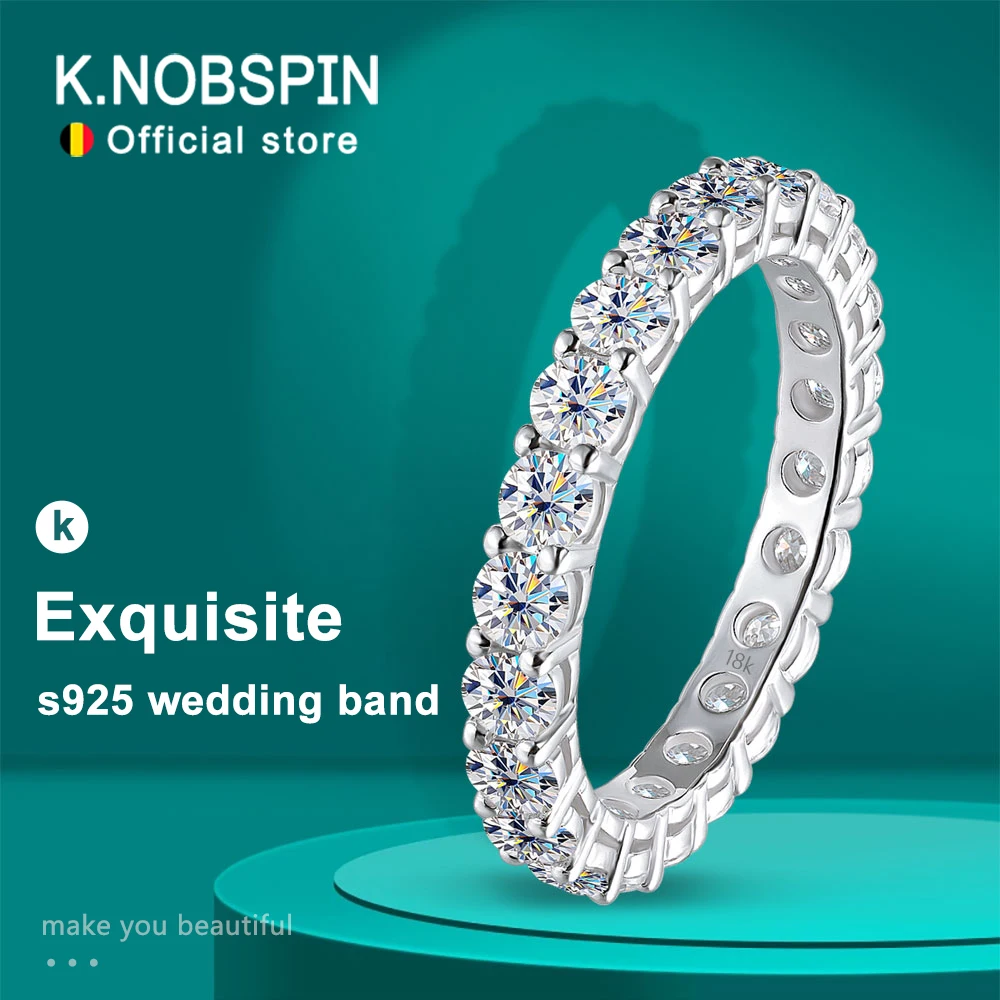 KNOBSPIN 3mm 라운드 Moissanite 반지 18K 화이트 골드 도금 925 스털링 실버 고급 보석 웨딩 약혼 반지 여성 남성을위한 title=KNOBSPIN 3mm 라운드 Moissanite 반지 18K 화이트 골드 도금 925 스털링 실버 고급 보석 웨딩 약혼 반지 여성 남성을위한