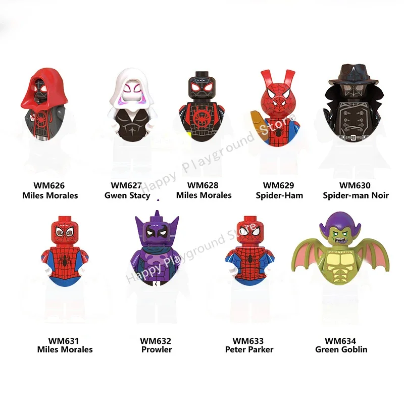 빌딩 블록 마블 미니 액션 피규어 어린이 파티 선물 벽돌 장난감 파커 마일즈 모랄레스 스파이더맨 아이언 맨 앤트 맨