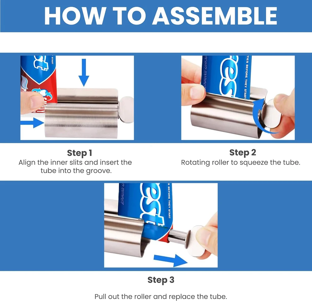 욕실 액세서리 치약 압착기 튜브 롤러 스테인레스 스틸 압착기 롤러 연고 화장품 용 디스펜서 회전