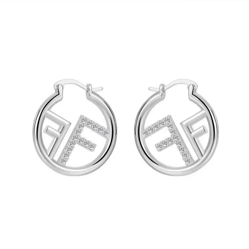 2025 새로운 문자 F 하이 엔드 귀걸이, 가벼운 럭셔리 틈새 디자인 기질 맞춤 귀걸이, 보석 귀 버클 선물