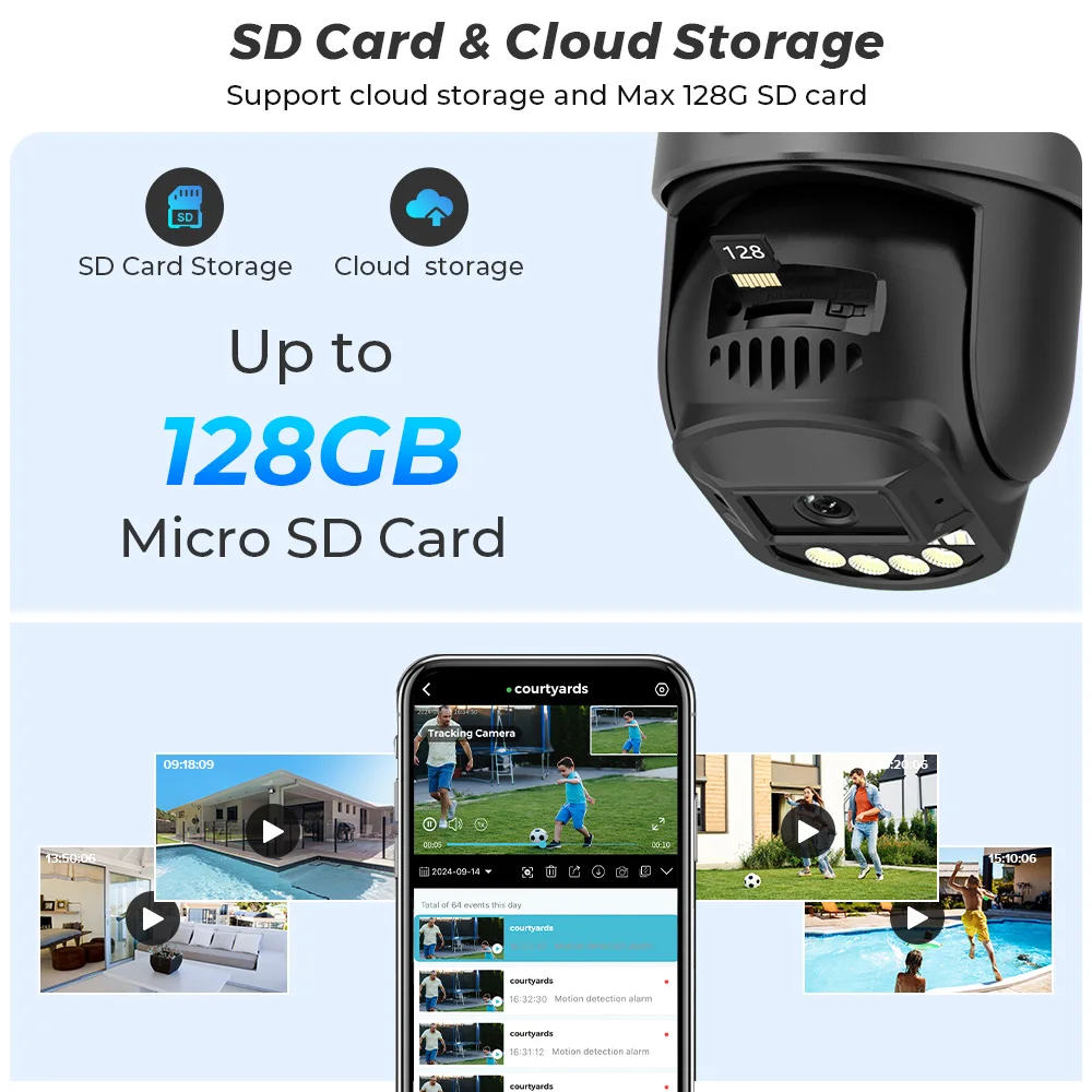 듀얼 스크린 8MP Ai 인간 감지 자동 추적 무선 야외 감시 카메라 O-KAM을 갖춘 10MP 5K 듀얼 렌즈 PTZ IP 카메라