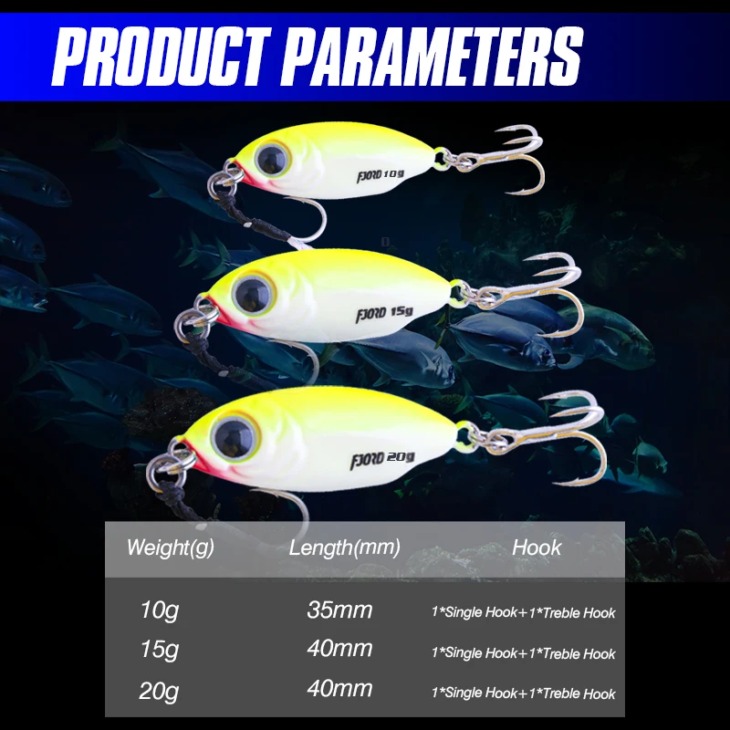 FJORD 10g 15g 20g 지그 하드 루어 마이크로 바다 느린 싱킹 쇼어 캐스팅 금속 지그 UV 나이트 글로우 미끼 플랫 낚시 액세서리
