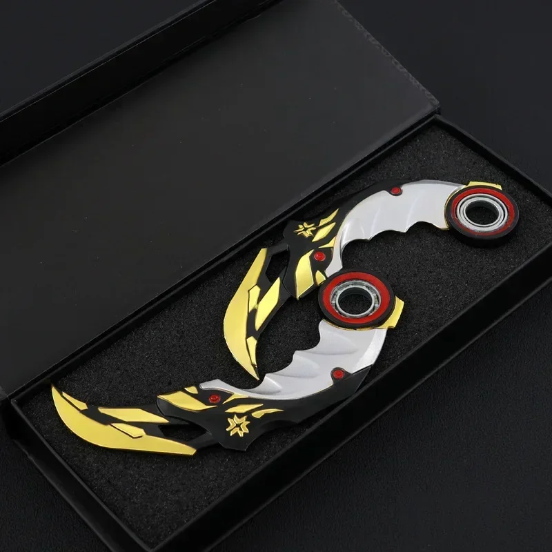 17cm Valorant 챔피언십 2021 Karambit 회전식 모든 금속 게임 Melee Weapon Traning Knife Claw Cosplay Prop Toys 홈 장식
