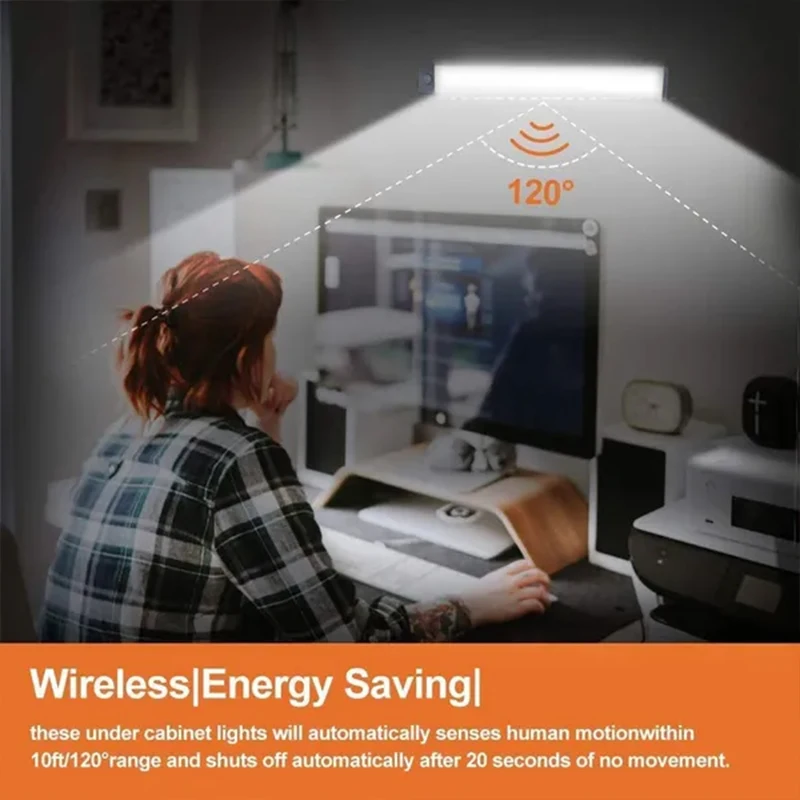 캐비닛 램프 아래 PIR 모션 센서 LED 디밍이 가능한 충전식 야간 조명 계단 옷장 룸 통로 튜브 바 감지기 전구