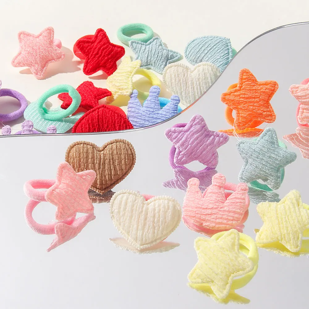 10-30개 어린이용 탄성 헤어밴드, 여자아이용 플러시 볼 고무줄, 아동용 스위트 스크런치 헤어끈 클립, 아기 헤어 액세서리