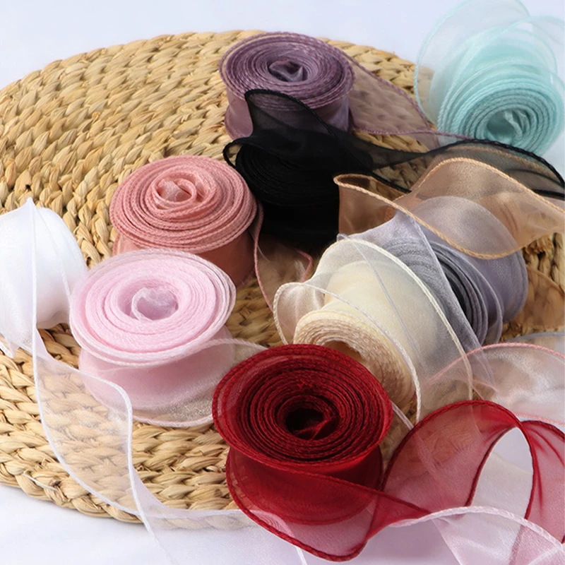 물결 모양 가장자리 피쉬테일 오간자 리본, DIY 리본, 꽃 부케 선물 포장, 웨딩 파티 장식, 공예 용품, 10 야드