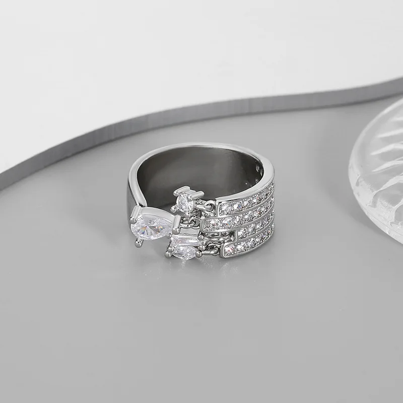 XIYANIKE 여성용 니치 물방울 지르콘 커프 손가락 반지, 소녀 패션, 새로운 쥬얼리, 친구 선물, 파티 웨딩