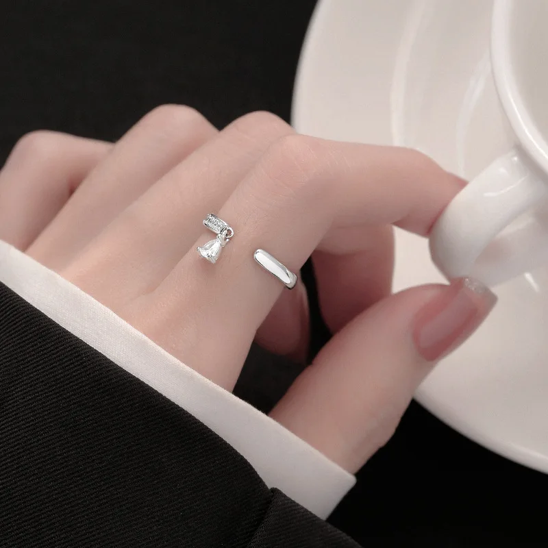 XIYANIKE 여성용 니치 물방울 지르콘 커프 손가락 반지, 소녀 패션, 새로운 쥬얼리, 친구 선물, 파티 웨딩