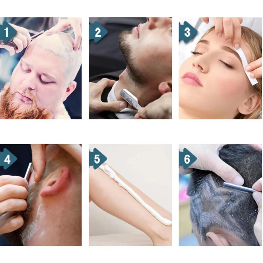 1Pcs 남자 면도 이발사 도구 헤어 면도기 및 블레이드 골동품 블랙 접는 면도 칼 남여 제모 (블레이드 제외)