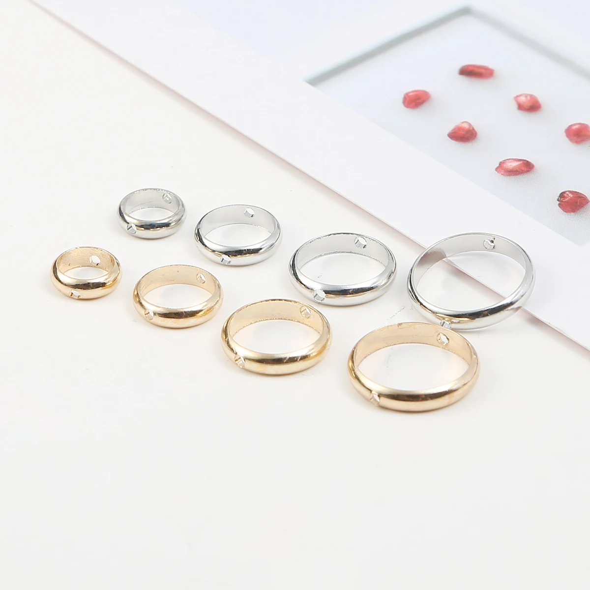 구리 스페이서 비즈 점프 링 커넥터, 귀걸이용 금속 루즈 비즈, 쥬얼리 제작 액세서리 용품, 10 개