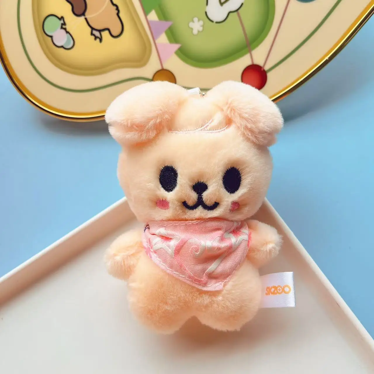 SKZOO 플러시 키 체인 길 잃은 아이 플러시 장난감 물 스카프 콩 눈 리 Longfu 키 체인 펜던트 어린이 크리 에이 티브 장난감