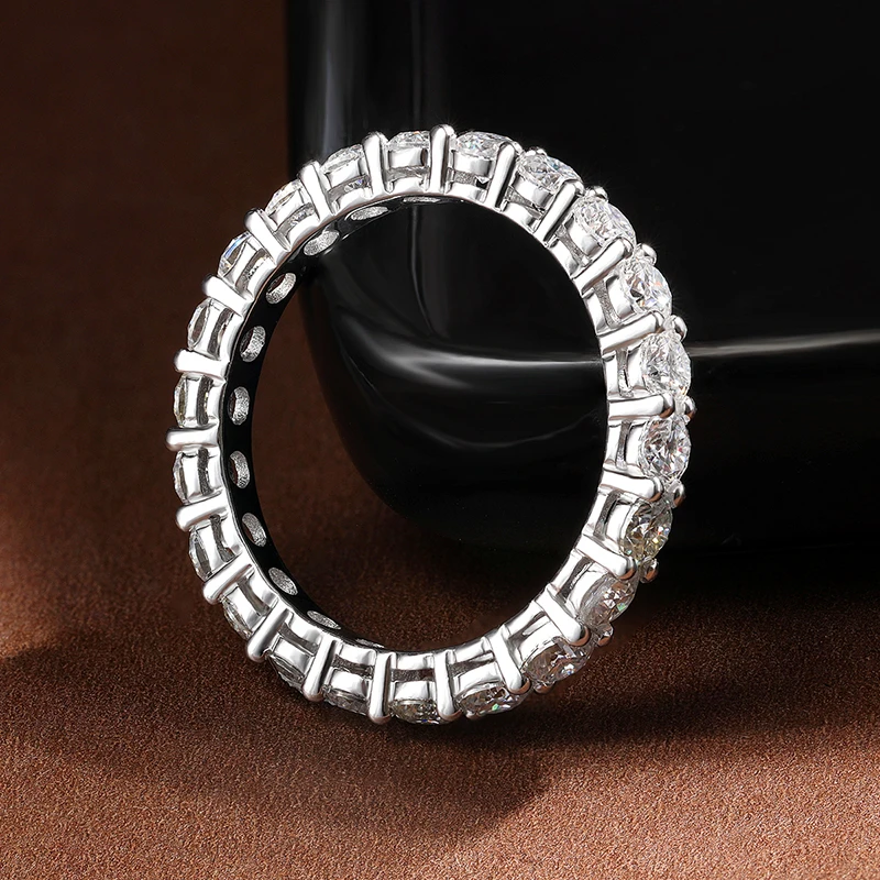 KNOBSPIN 3mm 라운드 Moissanite 반지 18K 화이트 골드 도금 925 스털링 실버 고급 보석 웨딩 약혼 반지 여성 남성을위한