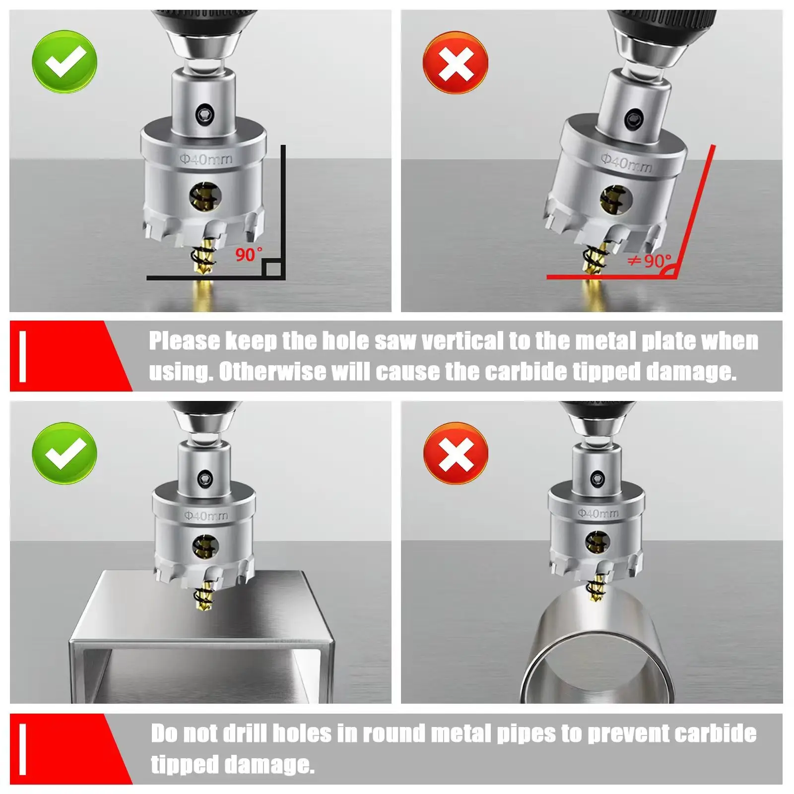 1PC 12-300mm TCT 홀쏘 초경 팁 코어 드릴 비트 커터 공구 (스테인리스 스틸 플레이트, 철, 금속, PVC 오프너용)