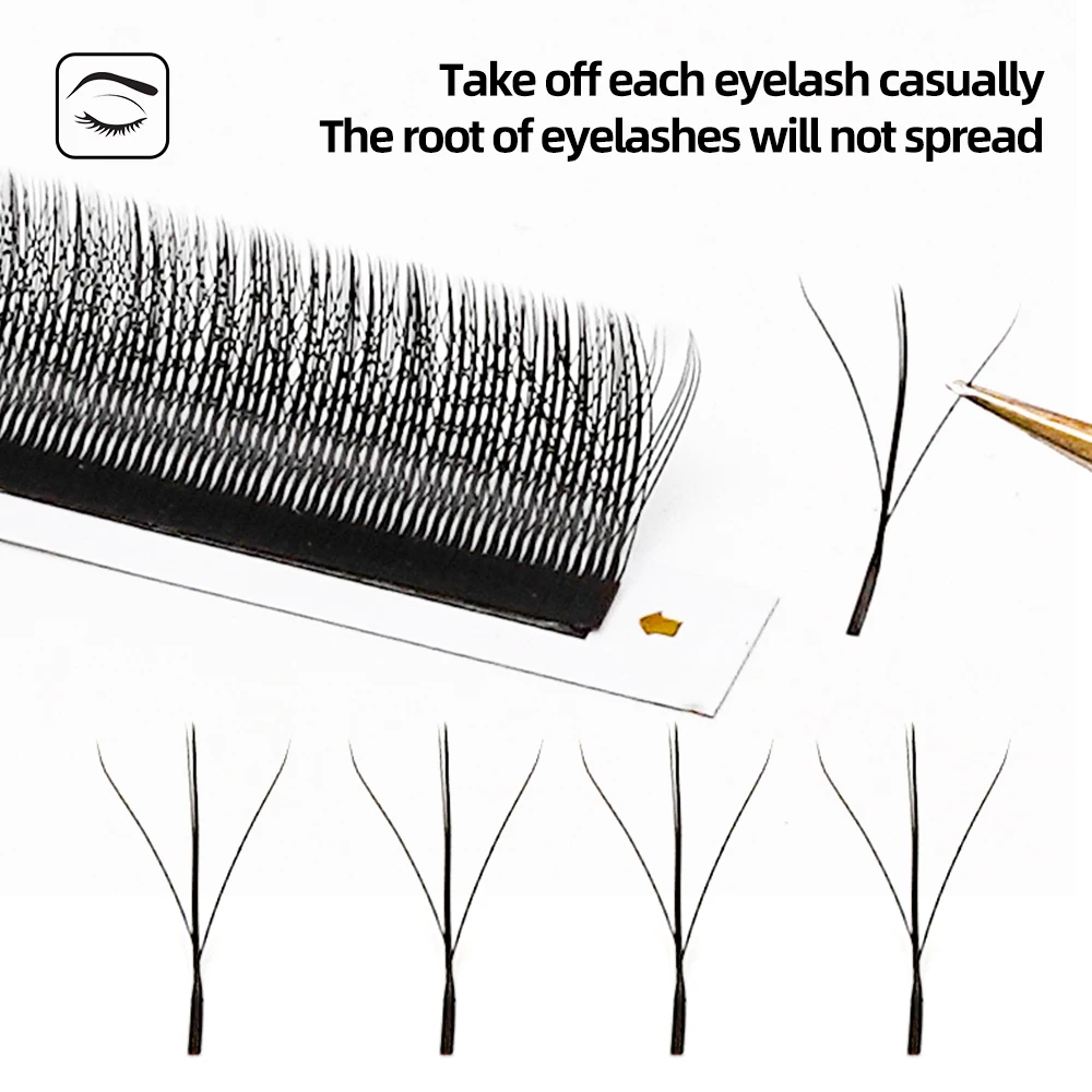 LAIYANUO 3D W 3코어 트리플 팁 속눈썹 W ShaEyelash Extensions Blister Premade 2코어 팬 더블