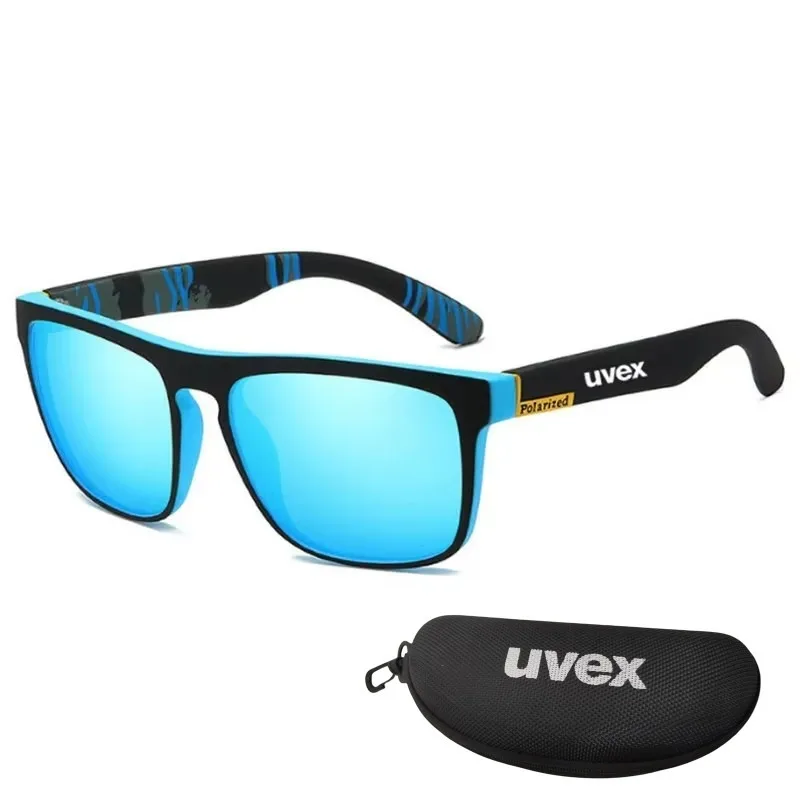 UVEX 새로운 남성용 편광 선글라스 다채로운 필름 스포츠 선글라스 탄성 페인트 PC 프레임 안경