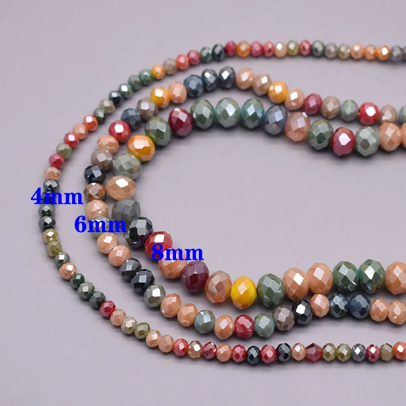 Rondelle-새로운 색상 크리스탈 유리 구슬 2mm 3mm 4mm 6mm 8mm, 보석 만들기위한 평면면 처리 된 느슨한 스페이서 유리 구슬 DIY 쥬얼리 만들기