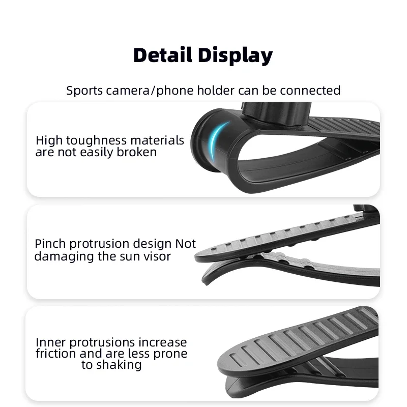 Insta360 X5/Ace Pro/GoPro Hero 13 12 11 10/Pocket 3/Action 5 Pro 카메라 스마트 폰 액세서리 용 BRDRC 자동차 선 바이저 마운트